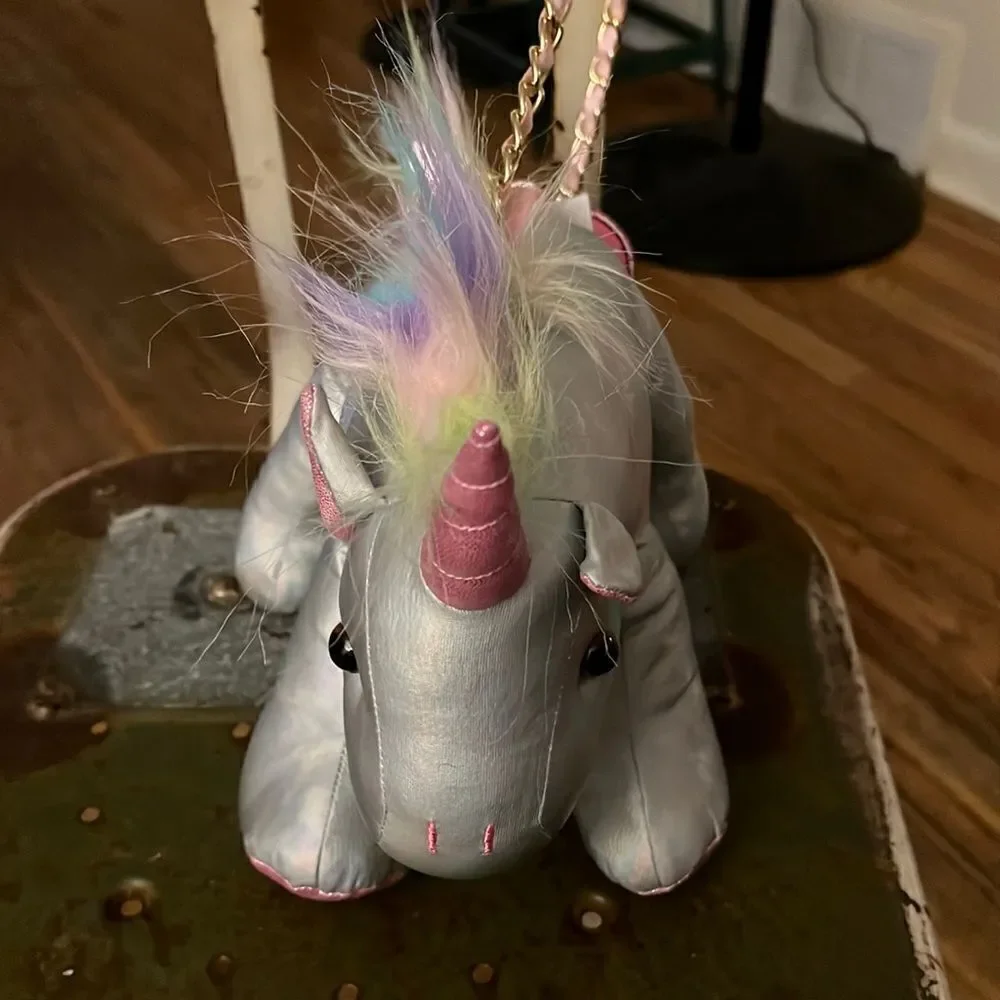 1 LEFT! Olly & Me Mermaid Silver Unicorn Plush Bag